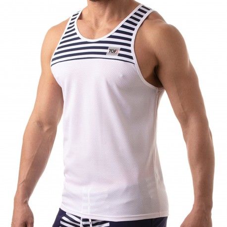 TOF Paris Iconic Mesh Tank Top - White - Sailor