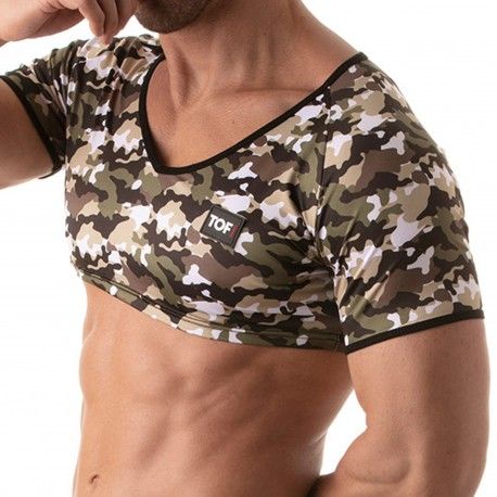 TOF Paris T-Shirt Crop Iconic Camouflage Kaki
