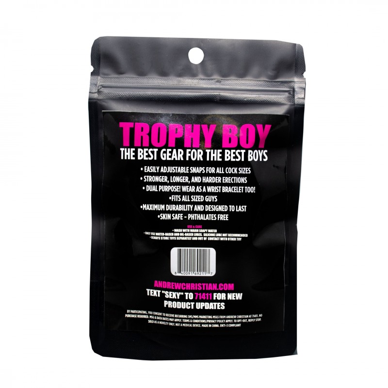 Andrew Christian Trophy Boy Adjustable Snap Cockring - Black