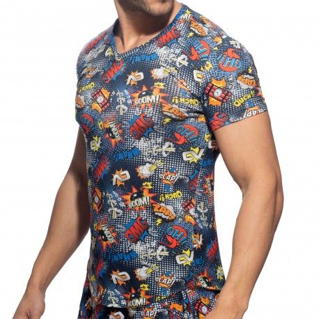 T-Shirt Comic Microfibre Bleu Marine
