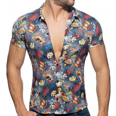 Addicted Chemisette Comic Microfibre Bleu Marine