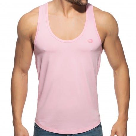 Addicted U-Neck Cotton Tank Top - Pink