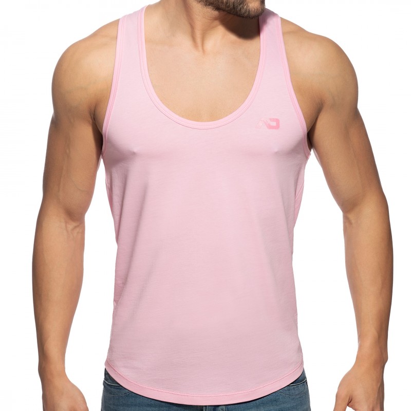 Addicted U-Neck Cotton Tank Top - Pink