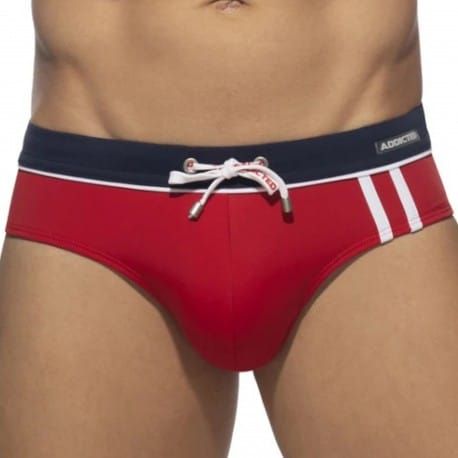 Addicted Slip de Bain Sport Detail Binding Rouge