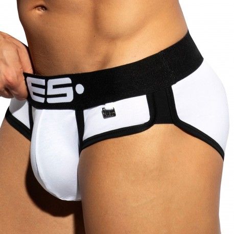 ES Collection Double Side Cotton Briefs - White - Black