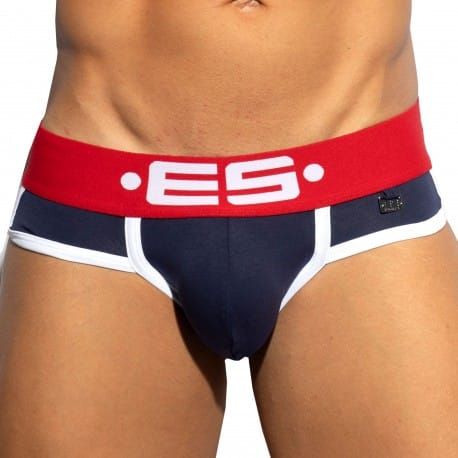 ES Collection Double Side Cotton Briefs - Navy - Red