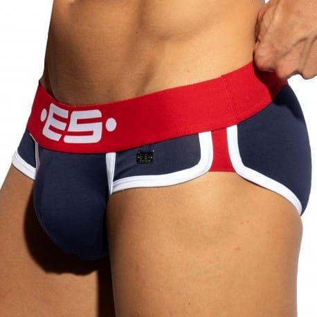 ES Collection Slip Double Side Coton Marine - Rouge