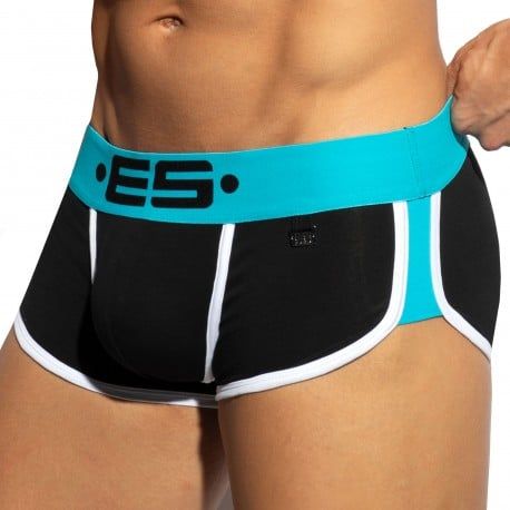 ES Collection Shorty Double Side Coton Noir - Turquoise