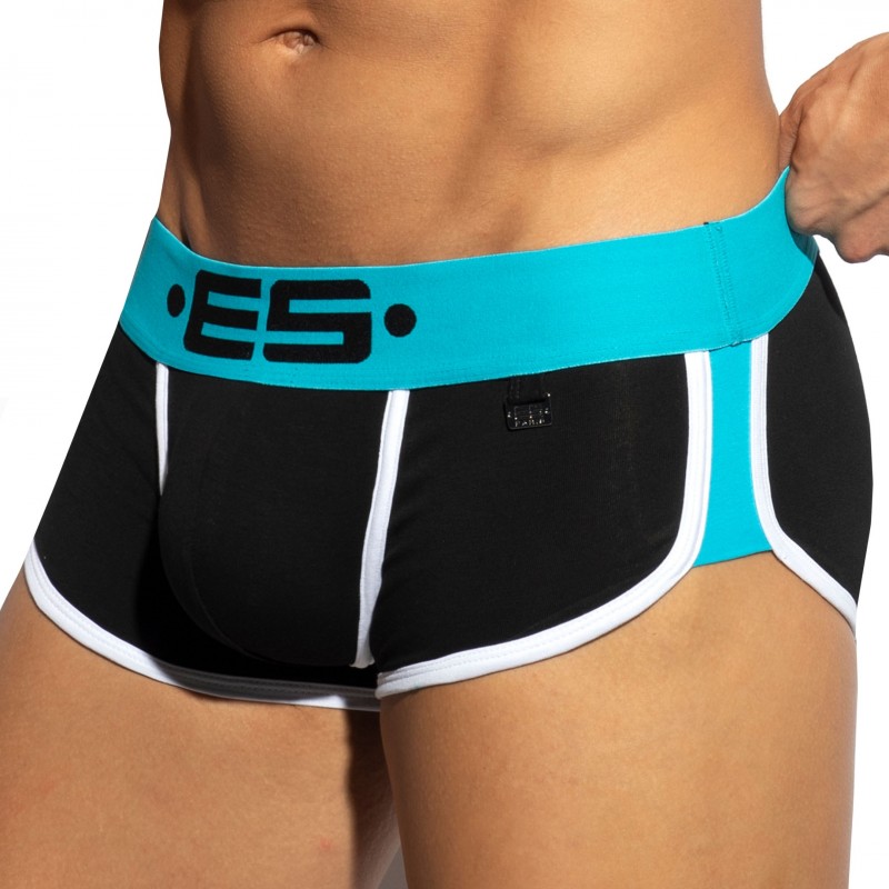 ES Collection Shorty Double Side Coton Noir - Turquoise