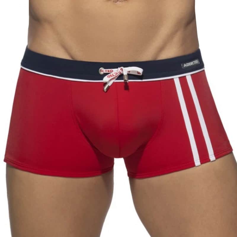 Addicted Boxer de Bain Sport Detail Binding Rouge