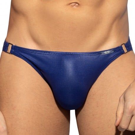 ES Collection Slip Bikini Shiny Recycled Rib Bleu Marine