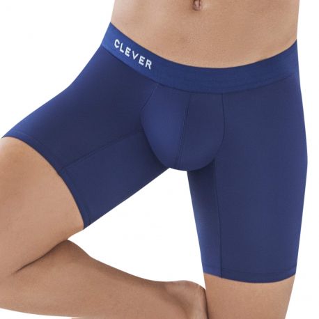  Classic Match Microfiber Long Boxer Briefs - Navy