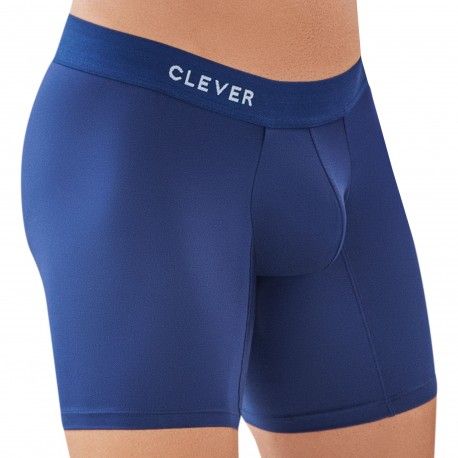  Boxer Long Classic Match Microfibre Bleu Marine