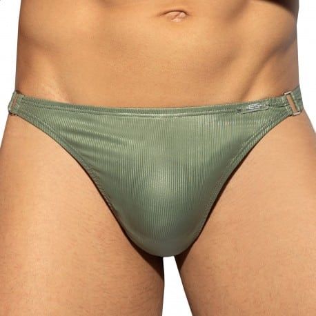 ES Collection String Shiny Recycled Rib Vert Kaki