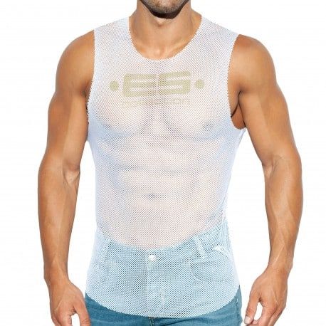 ES Collection Mesh Broad Tank Top - White