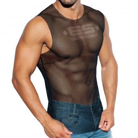 ES Collection Mesh Broad Tank Top - Black