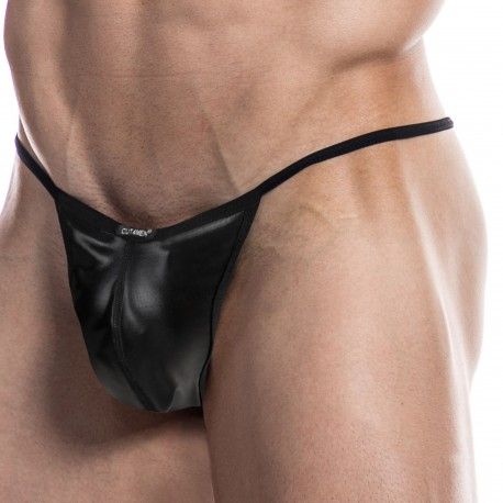 CUT4MEN String Ficelle Renaissance Simili Cuir Noir