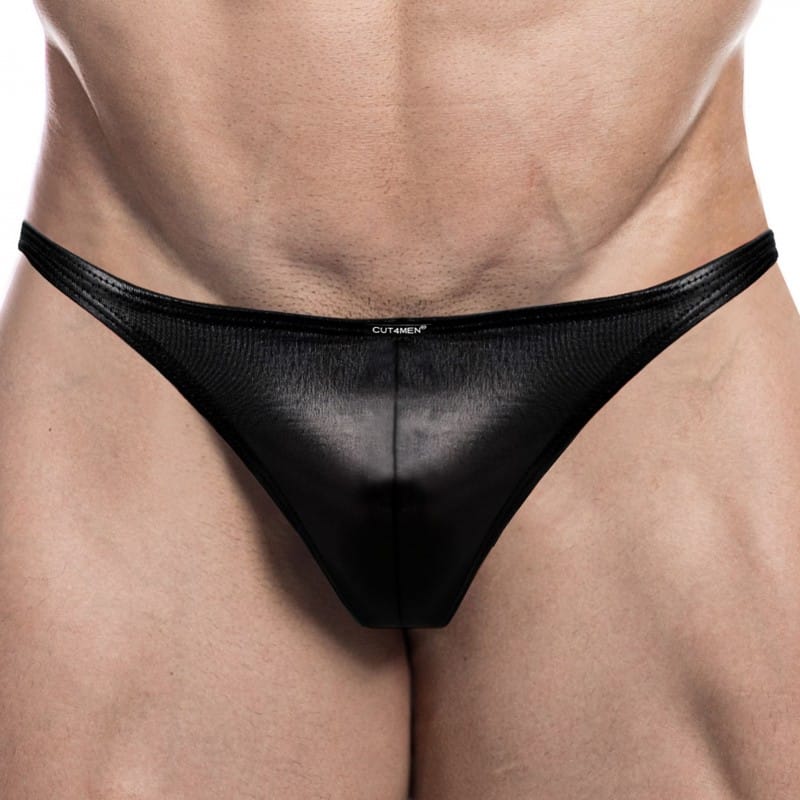 CUT4MEN Slip Brazilian Renaissance Simili Cuir Noir