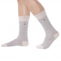Tommy Hilfiger Lot de 2 Paires de Chaussettes Bleu Jeans - Rayure Beige