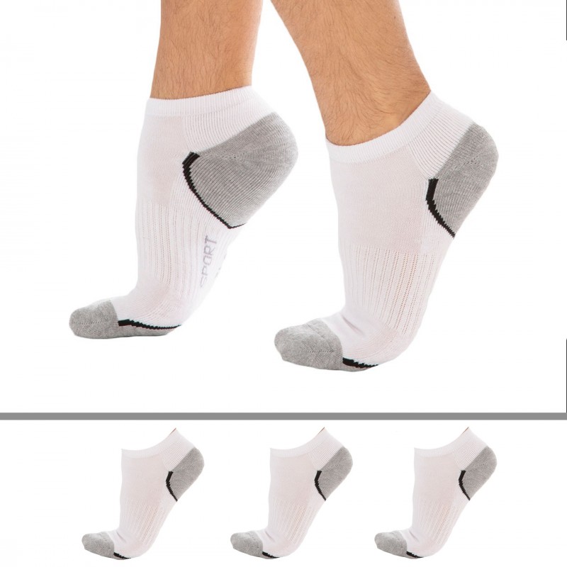 DIM Lot de 3 Paires de Socquettes Sport Blanches