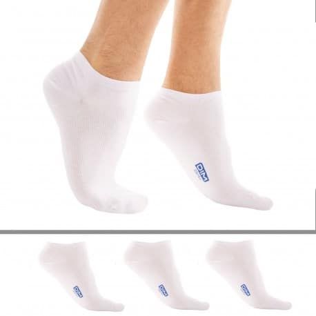 DIM Lot de 3 Paires de Socquettes Invisibles Blanches