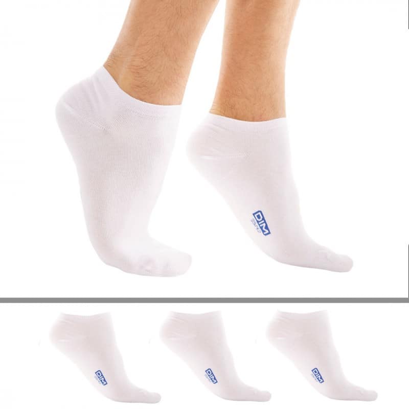DIM Lot de 3 Paires de Socquettes Invisibles Blanches