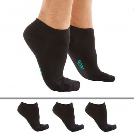 DIM Lot de 3 Paires de Socquettes Invisibles Noires