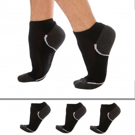 DIM Lot de 3 Paires de Socquettes Sport Noires