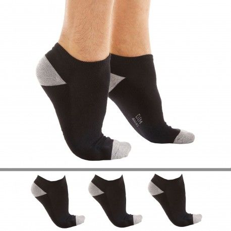 DIM Lot de 3 Paires de Socquettes Sport Noires