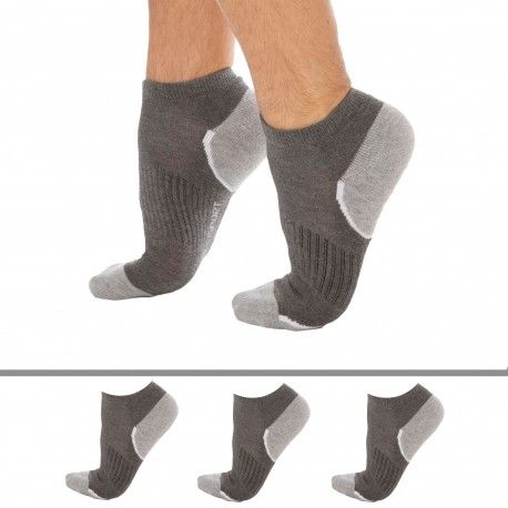 DIM Lot de 3 Paires de Socquettes Sport Grises