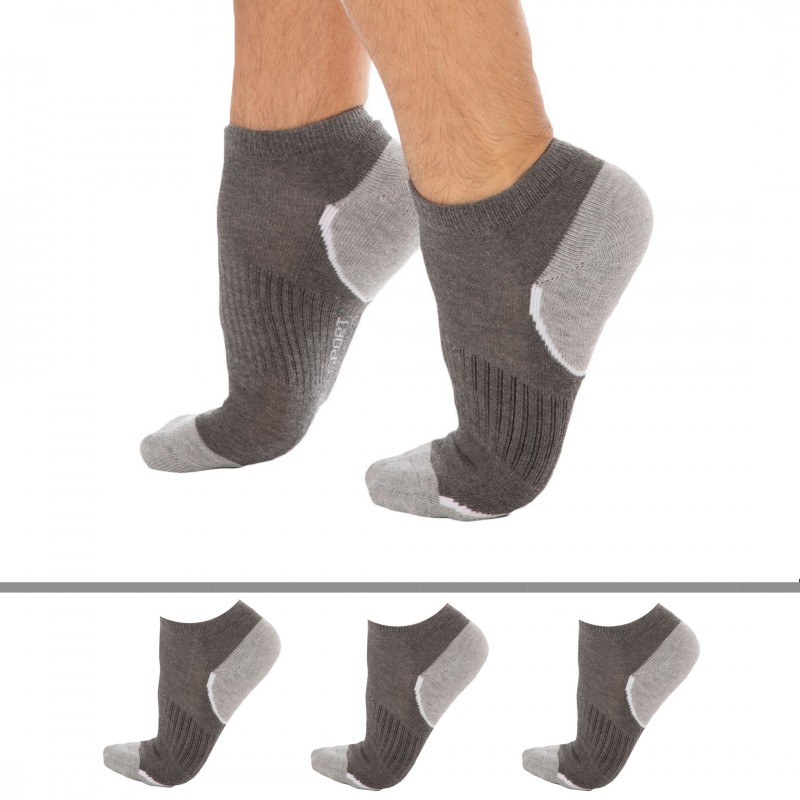 DIM Lot de 3 Paires de Socquettes Sport Grises