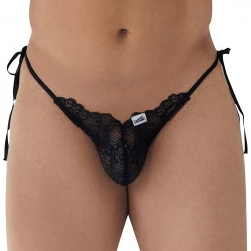  Lace Heart Bikini Briefs - Black