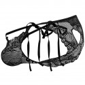  Lace Heart Bikini Briefs - Black