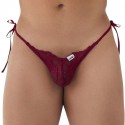  Slip Bikini Dentelle Cœur Bordeaux