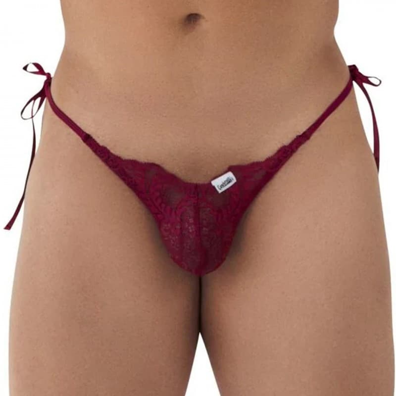  Slip Bikini Dentelle Cœur Bordeaux