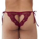 Slip Bikini Dentelle Cœur Bordeaux