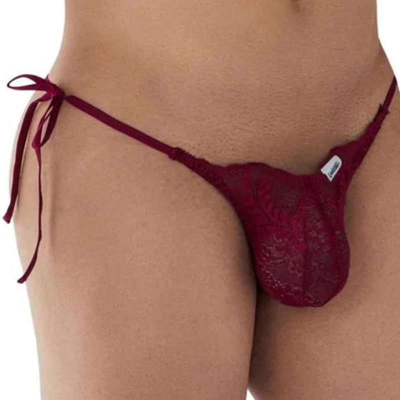  Slip Bikini Dentelle Cœur Bordeaux