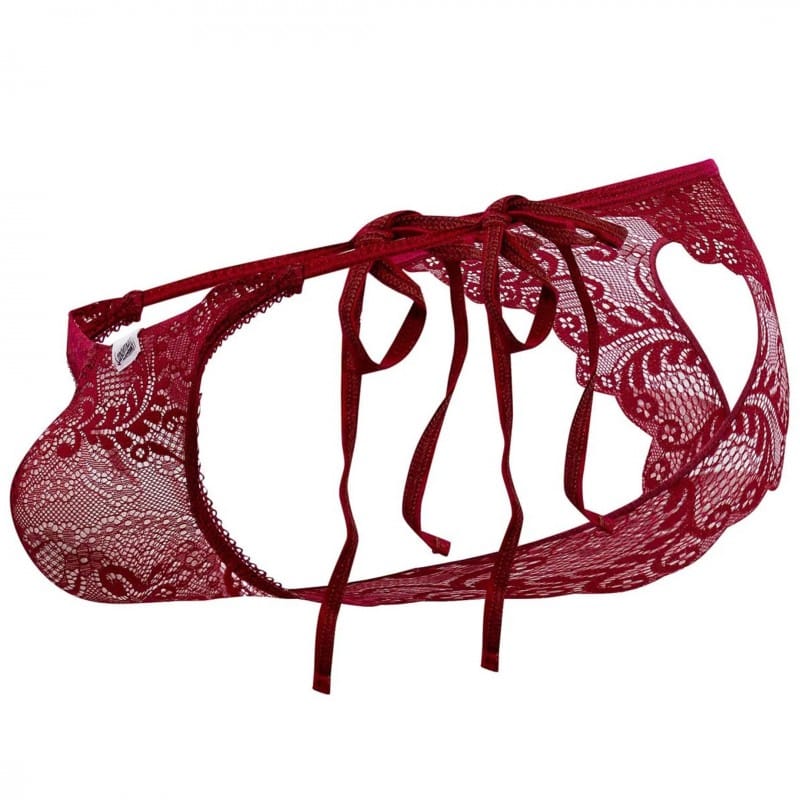  Slip Bikini Dentelle Cœur Bordeaux