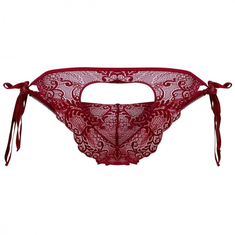  Slip Bikini Dentelle Cœur Bordeaux