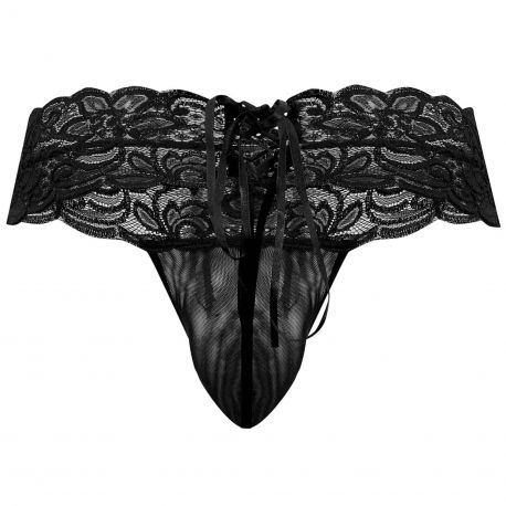  String Dentelle à Lacets Noir