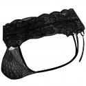  Lace-Up Lace Thong - Black