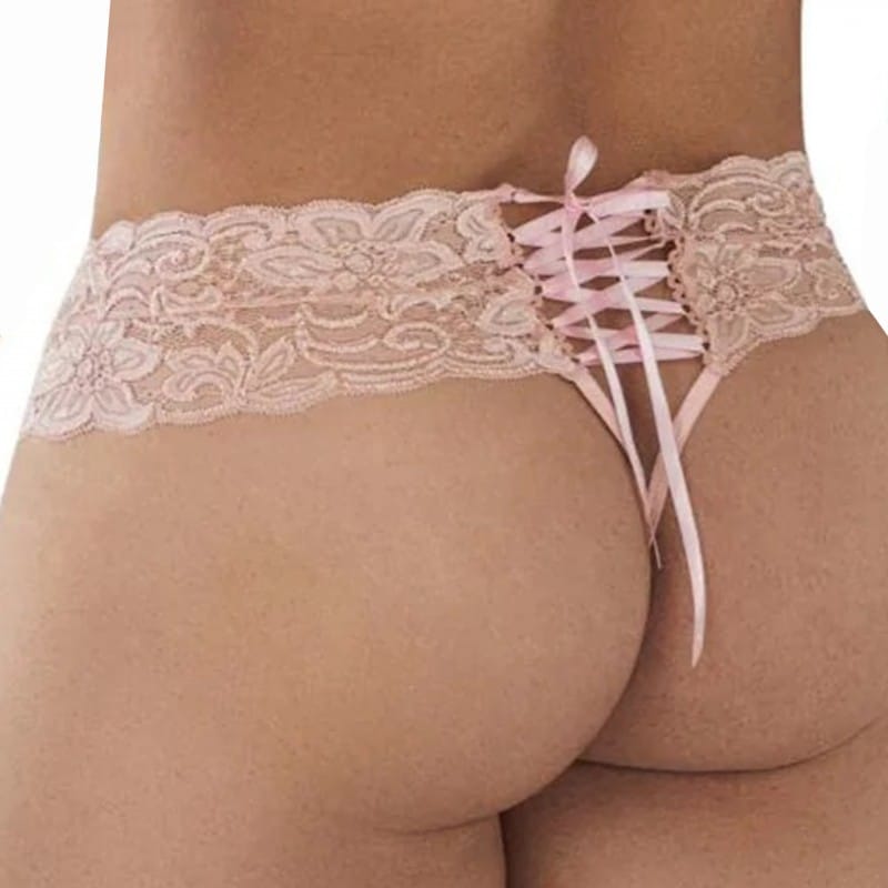  String Dentelle à Lacets Rose
