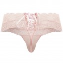  Lace-Up Lace Thong - Pink