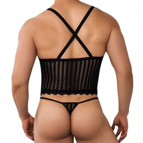  Ensemble Harnais - String Ficelle Noir
