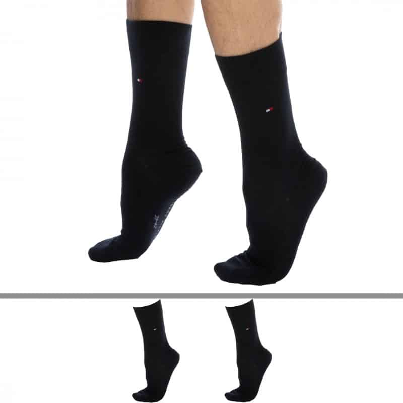 Tommy Hilfiger Lot de 2 Paires de Chaussettes Classiques Coton Bleu Marine