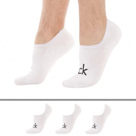 Calvin Klein Lot de 3 Paires de Chaussettes Invisibles Albert Blanches