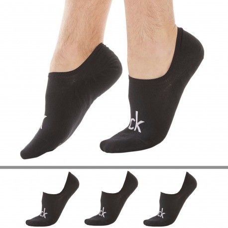 Calvin Klein Lot de 3 Paires de Chaussettes Invisibles Albert Noires