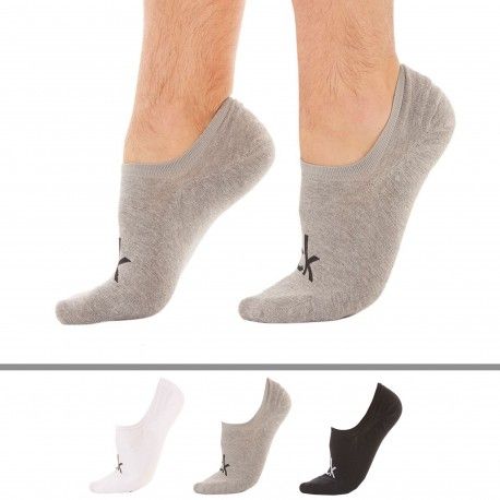 Calvin Klein Lot de 3 Paires de Chaussettes Invisibles Albert Grises - Blanches - Noires