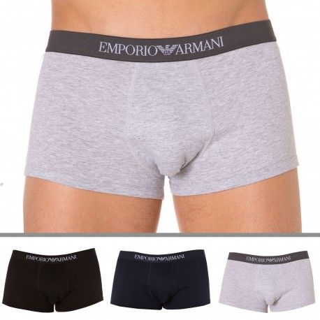 Lot de 3 Boxers Pure Cotton Noir - Marine - Gris