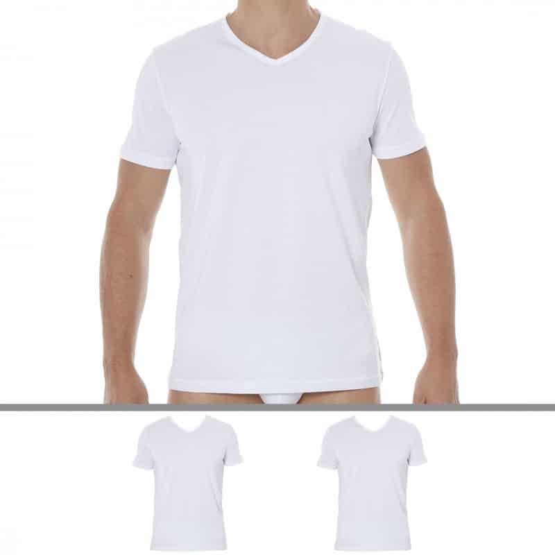 Emporio Armani Lot de 2 T-Shirts V-Neck Pure Cotton Blancs